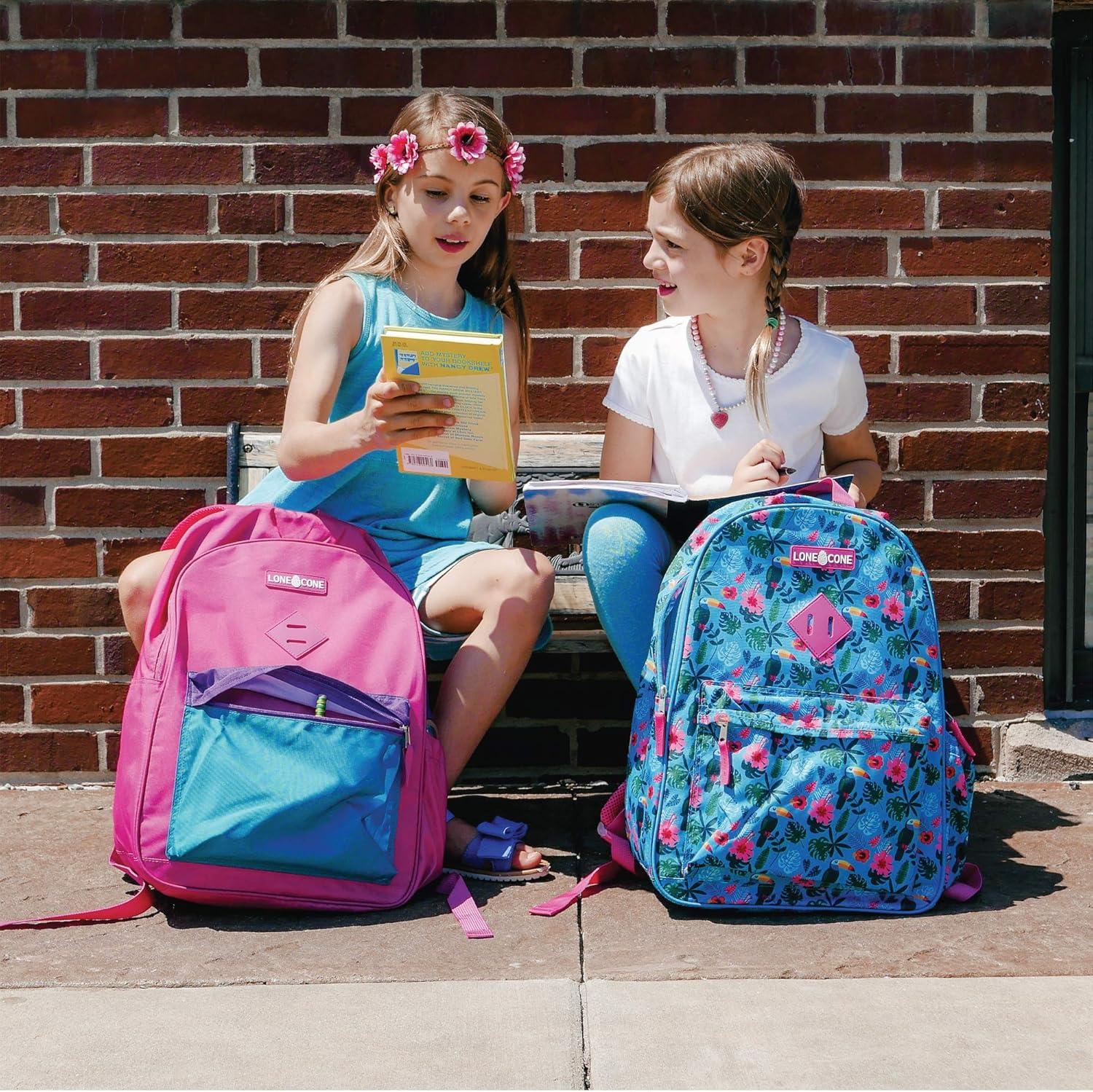 imageLone Cone School Kids Backpacks for Girls ampamp Boys Cute Toddler Backpack for Girls ampamp Boys wLaptop Sleeve Kids Laptop Backpack 17quot tall PinkTealPurple