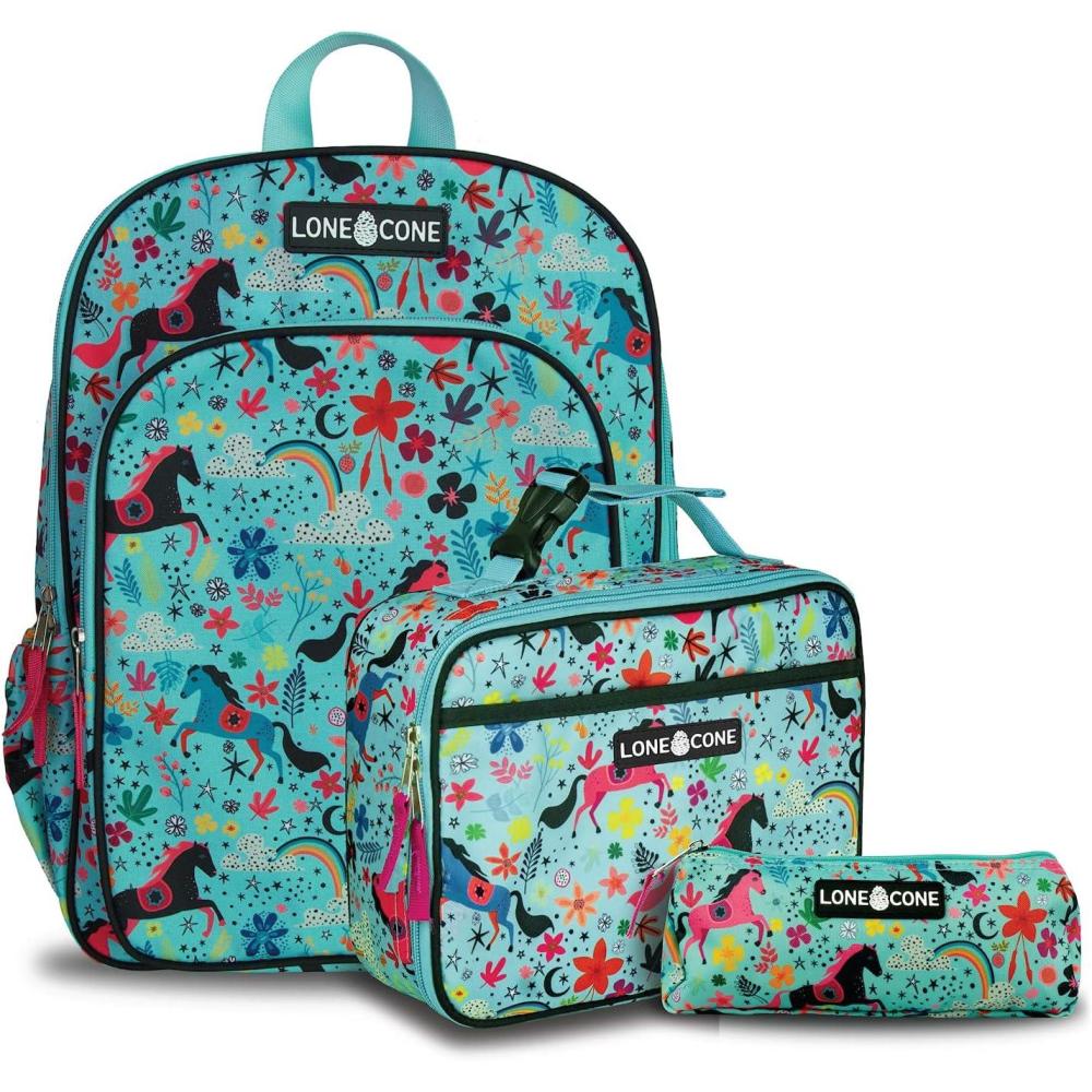 imageLONECONE Kids Backpacks for Boys ampamp Girls Sizes for Preschool Through Elementary Moroccan Horses Kit 15quot Backpack wLunch Box  Girls Bookbag with Lunch Box