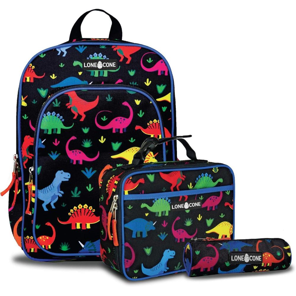 imageLone Cone Kids Backpacks for Boys ampamp Girls Sizes for Preschool Through Elementary Fossil Friends Kit 15quot Backpack wLunch Box