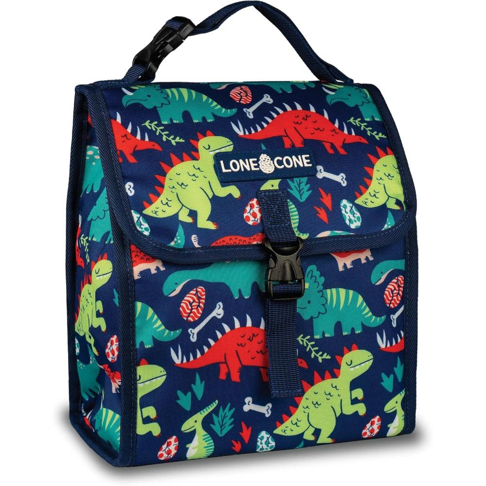 imageLone Cone Kids Insulated Fabric Lunchbag Fun Patterns for Boys and Girls SnackOSaurus