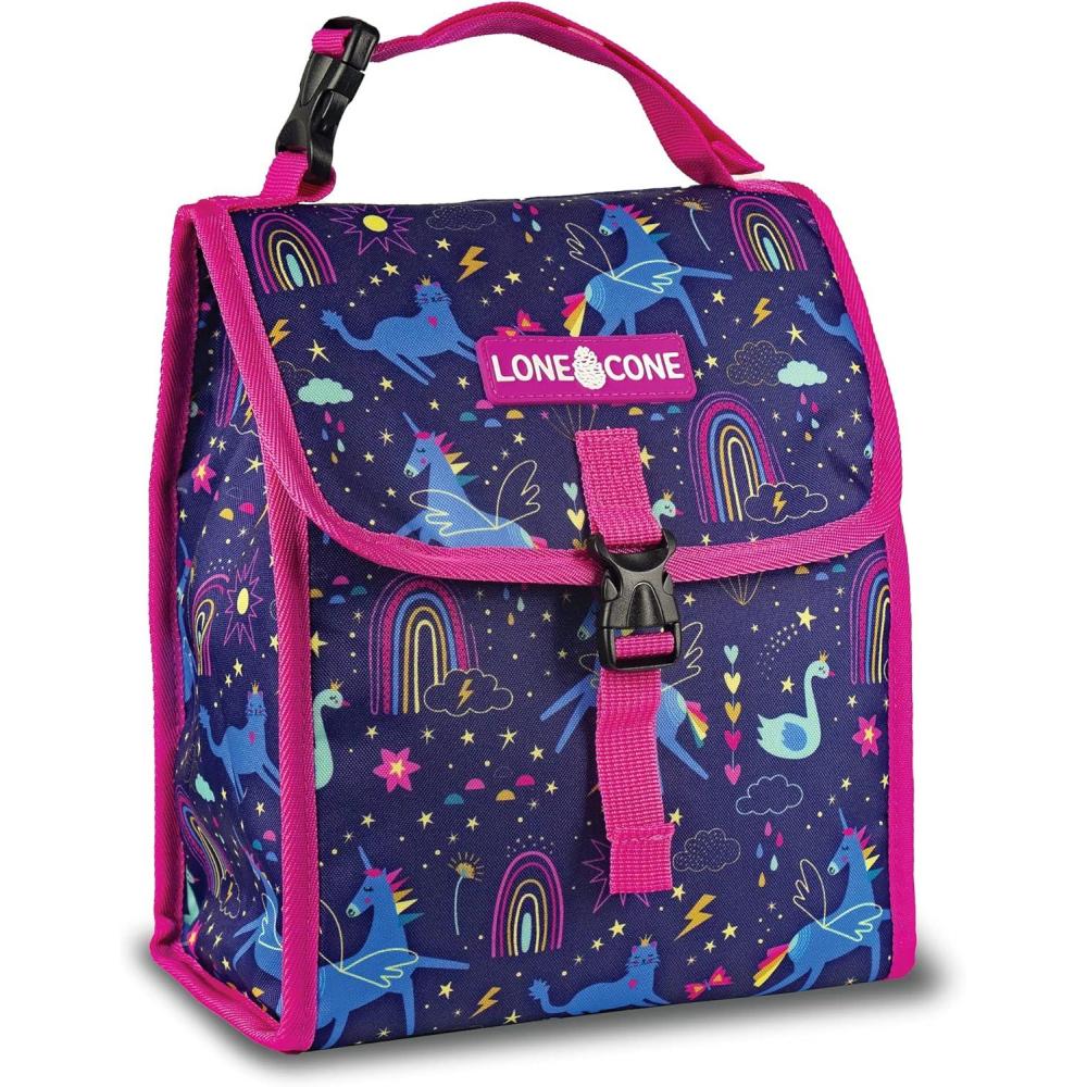 imageLone Cone Kids Insulated Fabric Lunchbag  Fun Patterns for Boys and Girls Unicorn Dreams Standard