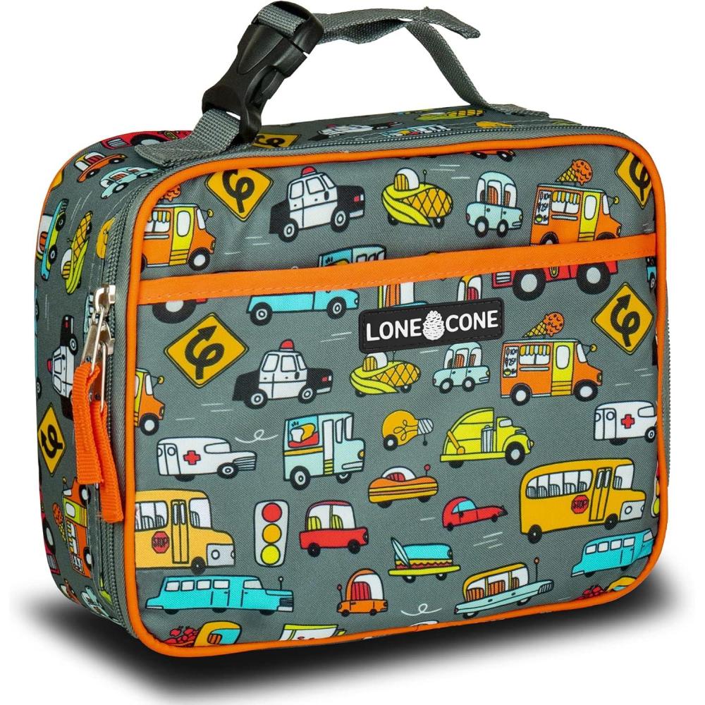 imageLone Cone Kids Insulated Lunch Box  Fun Patterns for Boys and Girls Fast Food Cars Standard