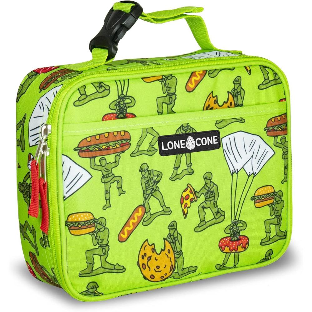 imageLone Cone Kids Insulated Lunch Box  Fun Patterns for Boys and Girls Food Fighters Army Men Standard