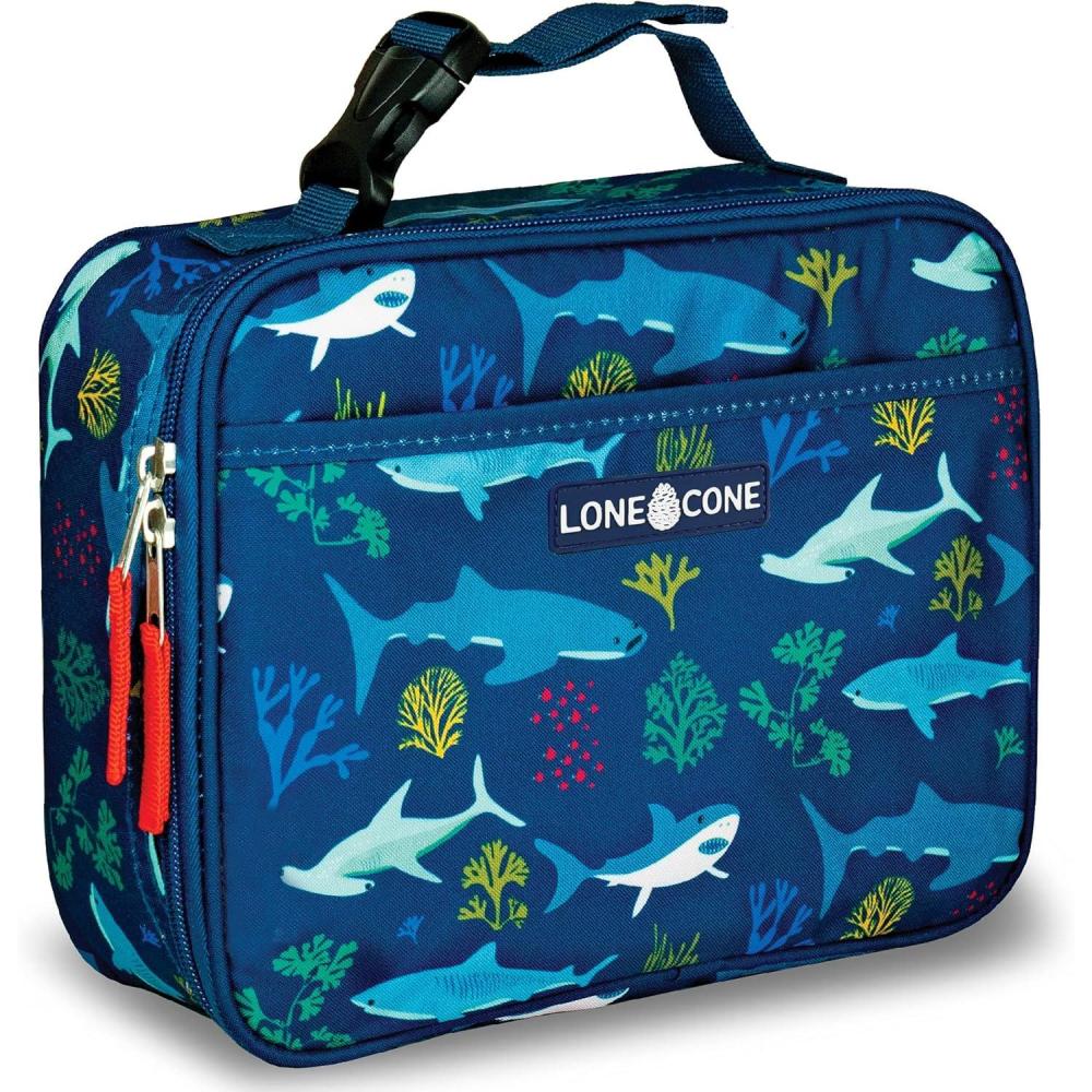 imageLone Cone Kids Insulated Lunch Box  Fun Patterns for Boys and Girls Shark Attack XLarge