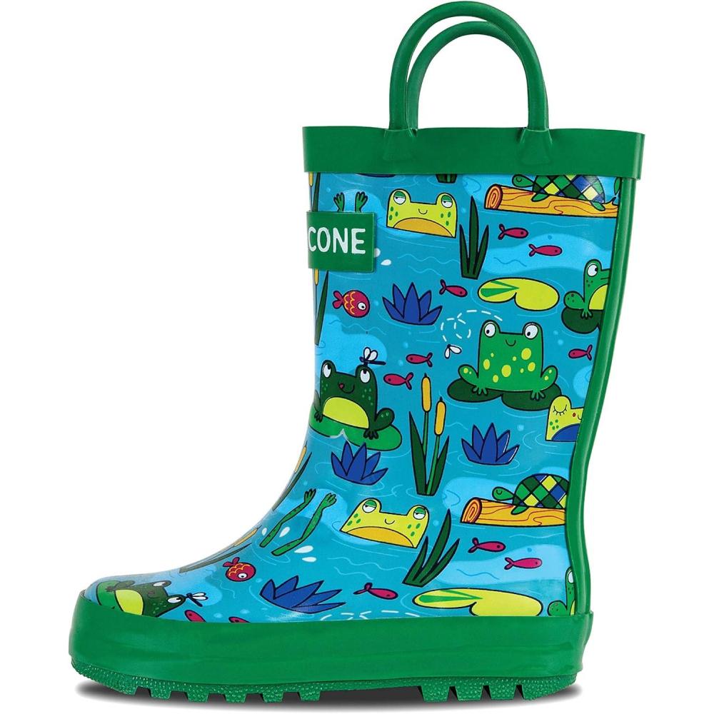 imageLone Cone Kids Rain Boots for Girls ampamp Boys  Waterproof Natural Rubber Toddler Rain Boots with NonSlip Outsole ampamp Easy Pull Handles  Solid Pattern ampamp Glitter Designs14  Frog Pond