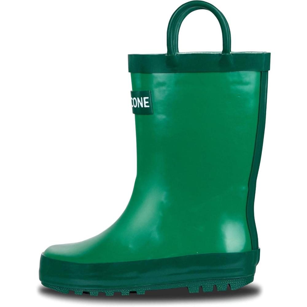 imageLone Cone Kids Rain Boots for Girls ampamp Boys  Waterproof Natural Rubber Toddler Rain Boots with NonSlip Outsole ampamp Easy Pull Handles  Solid Pattern ampamp Glitter Designs27  Grassy Green