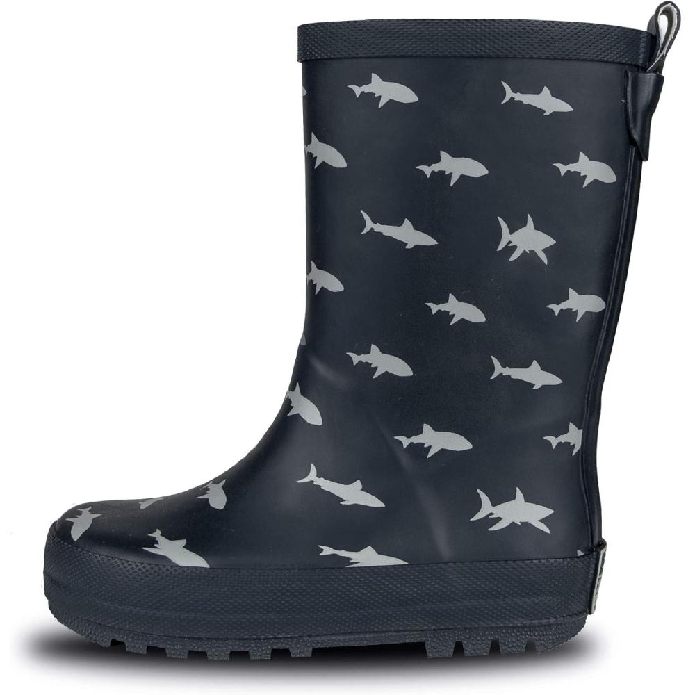 imageLone Cone Kids Rain Boots for Girls ampamp Boys  Waterproof Natural Rubber Toddler Rain Boots with NonSlip Outsole ampamp Easy Pull Handles  Solid Pattern ampamp Glitter Designs36  Sharktastic  No Handles  Matte Finish