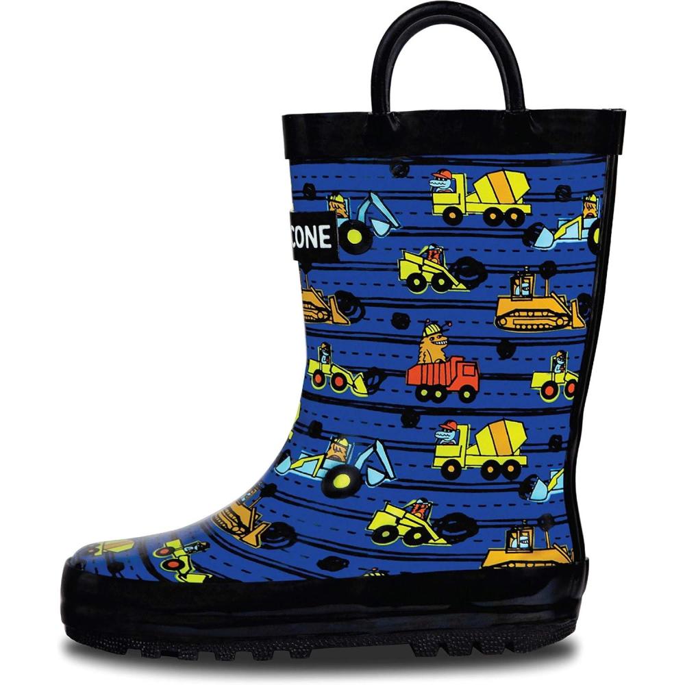 imageLone Cone Kids Rain Boots for Girls ampamp Boys  Waterproof Natural Rubber Toddler Rain Boots with NonSlip Outsole ampamp Easy Pull Handles  Solid Pattern ampamp Glitter Designs17  Construction Monsters
