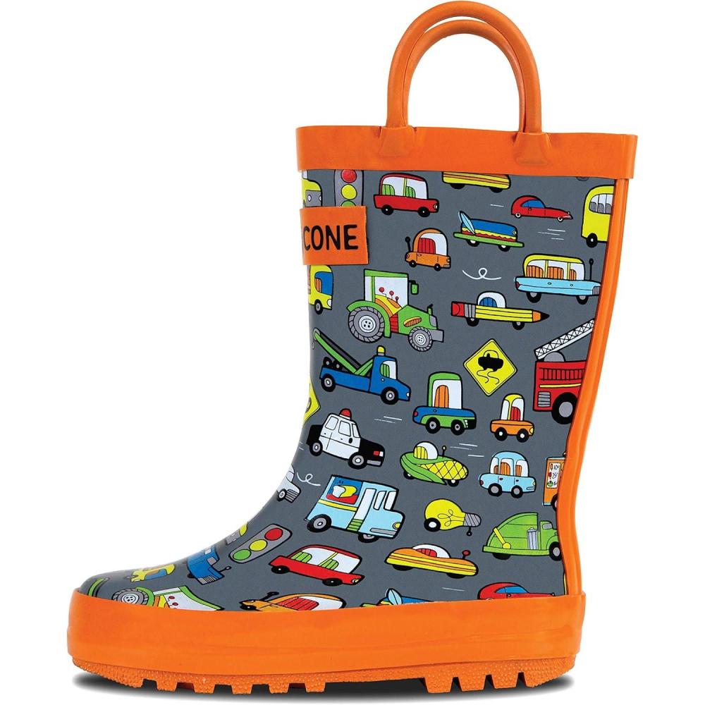 imageLone Cone Kids Rain Boots for Girls ampamp Boys  Waterproof Natural Rubber Toddler Rain Boots with NonSlip Outsole ampamp Easy Pull Handles  Solid Pattern ampamp Glitter Designs18  Rush Hour
