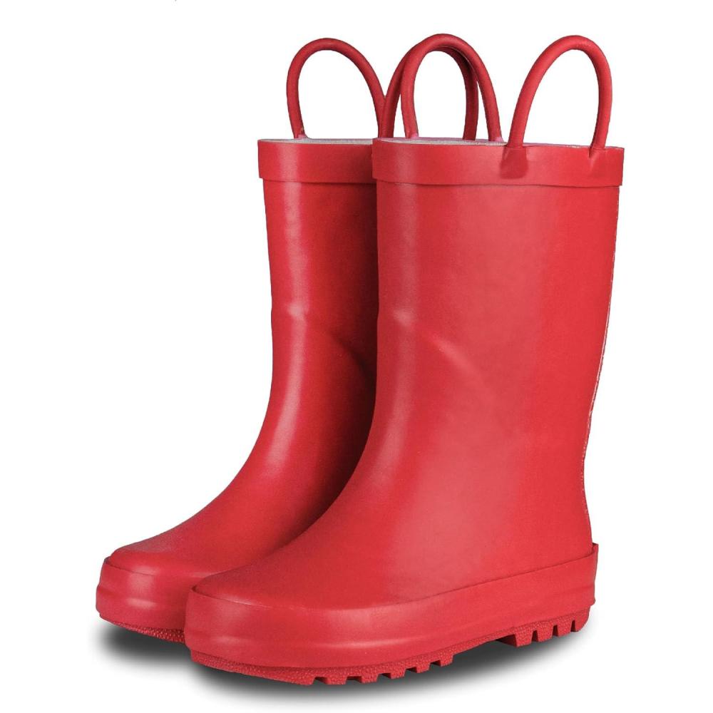 imageLone Cone Premium Natural Rubber Rain Boots for Toddlers and Kids with Solid DesignCherry Red