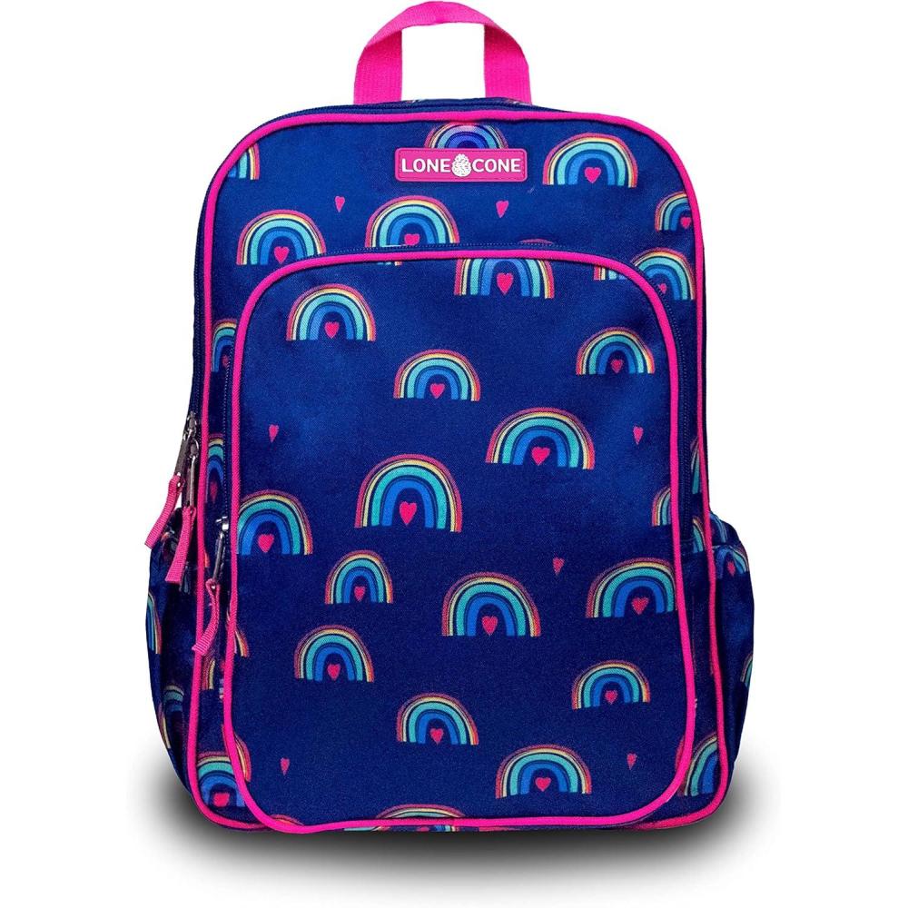 imageLone Cone School Kids Backpacks for Girls ampamp Boys Kindergarten ampamp Elementary cute Toddler Backpack for Girls ampamp Boys  Preschool Grades 13 Little Learner 15quot tall  Hearts ampamp Rainbows