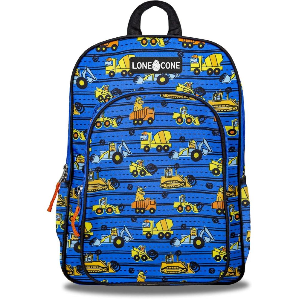 imageLone Cone School Kids Backpacks for Girls ampamp Boys Kindergarten ampamp Elementary cute Toddler Backpack for Girls ampamp Boys Preschool Grades 13 Little Learner 15quot tall Construction Monsters