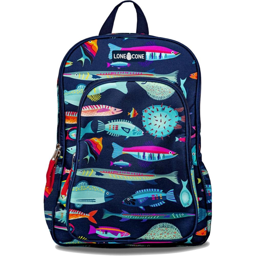 imageLone Cone School Kids Backpacks for Girls ampamp Boys Kindergarten ampamp Elementary cute Toddler Backpack for Girls ampamp Boys Preschool Grades 13 Little Learner 15quot tall School of Fish