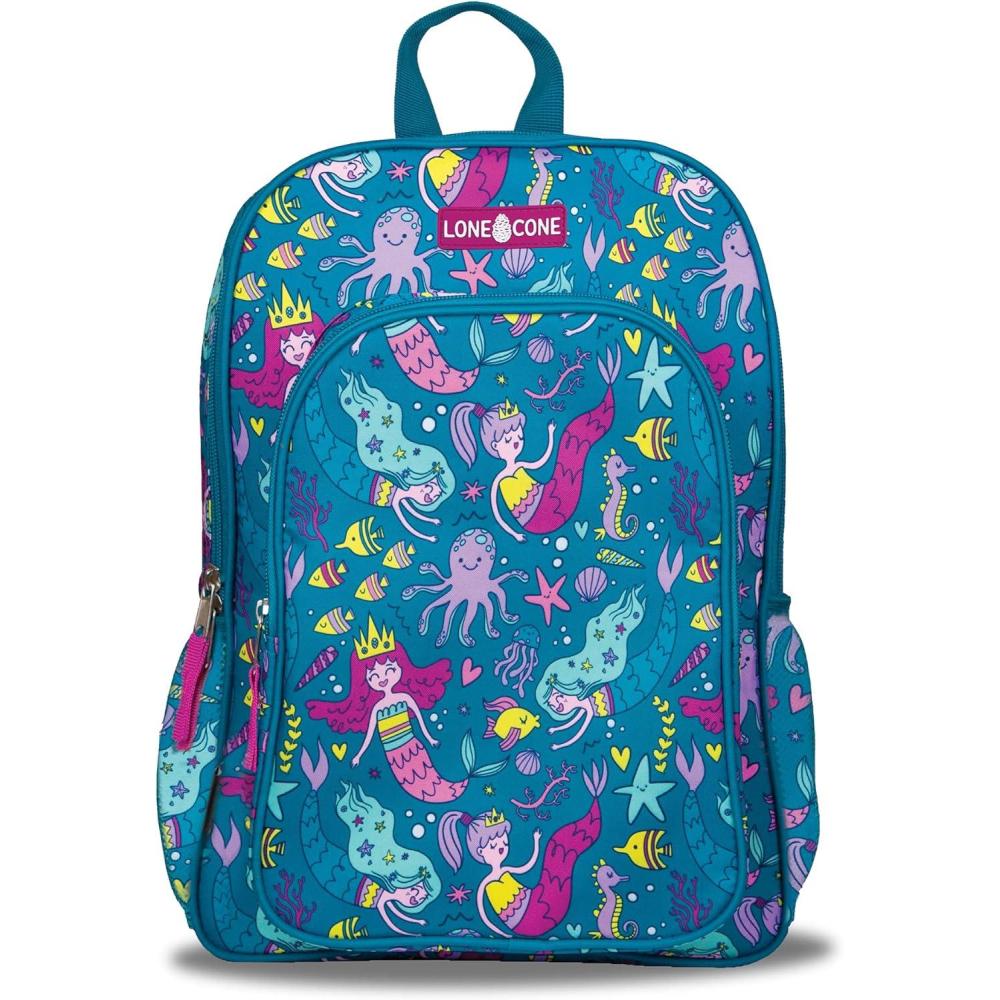 imageLone Cone School Kids Backpacks for Girls ampamp Boys Kindergarten ampamp Elementary cute Toddler Backpack for Girls ampamp Boys Preschool Grades 13 Little Learner 15quot tall School of Mermaids