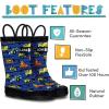 Lone Cone Kids Rain Boots for Girls & Boys – Waterproof Natural Rubber Toddler Rain Boots with Non-Slip Outsole & Easy Pull Handles – Solid, Pattern & Glitter Designs(17 – Construction Monsters)