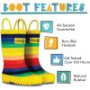 Lone Cone Kids Rain Boots for Girls & Boys – Waterproof Natural Rubber Toddler Rain Boots with Non-Slip Outsole & Easy Pull Handles – Solid, Pattern & Glitter Designs(20 – Chasing Rainbows)