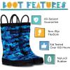 Lone Cone Kids Rain Boots for Girls & Boys – Waterproof Natural Rubber Toddler Rain Boots with Non-Slip Outsole & Easy Pull Handles – Solid, Pattern & Glitter Designs(10 – Shark Shadows)