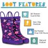 Lone Cone Kids Rain Boots for Girls & Boys – Waterproof Natural Rubber Toddler Rain Boots with Non-Slip Outsole & Easy Pull Handles – Solid, Pattern & Glitter Designs(03 – Pink-o-saurus Rex)
