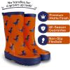 Lone Cone Kids Rain Boots for Girls & Boys – Waterproof Natural Rubber Toddler Rain Boots with Non-Slip Outsole & Easy Pull Handles – Solid, Pattern & Glitter Designs(06 – Buddy the T-rex – No Handles | Matte Finish)