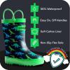 Lone Cone Kids Rain Boots for Girls & Boys – Waterproof Natural Rubber Toddler Rain Boots with Non-Slip Outsole & Easy Pull Handles – Solid, Pattern & Glitter Designs(09 – Rad-o-saurus)