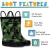 Lone Cone Kids Rain Boots for Girls & Boys – Waterproof Natural Rubber Toddler Rain Boots with Non-Slip Outsole & Easy Pull Handles – Solid, Pattern & Glitter Designs(02 – Camo-saurus)