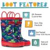 Lone Cone Kids Rain Boots for Girls & Boys – Waterproof Natural Rubber Toddler Rain Boots with Non-Slip Outsole & Easy Pull Handles – Solid, Pattern & Glitter Designs(01 – Puddle-a-saurus Dinosaur)