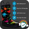 Lone Cone Kids Rain Boots for Girls & Boys – Waterproof Natural Rubber Toddler Rain Boots with Non-Slip Outsole & Easy Pull Handles – Solid, Pattern & Glitter Designs(05 – Fossil Friends)