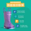 Lone Cone Kids Rain Boots for Girls & Boys – Waterproof Natural Rubber Toddler Rain Boots with Non-Slip Outsole & Easy Pull Handles – Solid, Pattern & Glitter Designs(33 – Purple Nova – Glitter | Light-up)