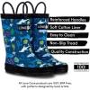 Lone Cone Kids Rain Boots for Girls & Boys – Waterproof Natural Rubber Toddler Rain Boots with Non-Slip Outsole & Easy Pull Handles – Solid, Pattern & Glitter Designs(13 – Shark Attack – Black Trim)