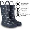 Lone Cone Kids Rain Boots for Girls & Boys – Waterproof Natural Rubber Toddler Rain Boots with Non-Slip Outsole & Easy Pull Handles – Solid, Pattern & Glitter Designs(11 – Shark-tastic – Handles | Matte Finish)