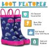 Lone Cone Kids Rain Boots for Girls & Boys – Waterproof Natural Rubber Toddler Rain Boots with Non-Slip Outsole & Easy Pull Handles – Solid, Pattern & Glitter Designs(21 – Hearts and Rainbows)