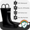 Lone Cone Kids Rain Boots for Girls & Boys – Waterproof Natural Rubber Toddler Rain Boots with Non-Slip Outsole & Easy Pull Handles – Solid, Pattern & Glitter Designs(26 – Shiny Black)