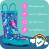 Lone Cone Kids Rain Boots for Girls & Boys – Waterproof Natural Rubber Toddler Rain Boots with Non-Slip Outsole & Easy Pull Handles – Solid, Pattern & Glitter Designs(15 – Bootiful Mermaids)