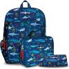 Lone Cone Kids’ Backpacks for Boys & Girls, Sizes for Preschool Through Elementary, Shark School, Kit (15″ Backpack w/Lunch Box)