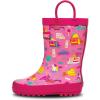 Lone Cone Kids Rain Boots for Girls & Boys – Waterproof Natural Rubber Toddler Rain Boots with Non-Slip Outsole & Easy Pull Handles – Solid, Pattern & Glitter Designs(Girl’s Rush Hour)