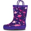 Lone Cone Kids Rain Boots for Girls & Boys – Waterproof Natural Rubber Toddler Rain Boots with Non-Slip Outsole & Easy Pull Handles – Solid, Pattern & Glitter Designs(03 – Pink-o-saurus Rex)