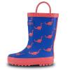 Lone Cone Kids Rain Boots for Girls & Boys – Waterproof Natural Rubber Toddler Rain Boots with Non-Slip Outsole & Easy Pull Handles – Solid, Pattern & Glitter Designs(08 – Dino-mite – Handles | Matte Finish)