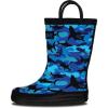 Lone Cone Kids Rain Boots for Girls & Boys – Waterproof Natural Rubber Toddler Rain Boots with Non-Slip Outsole & Easy Pull Handles – Solid, Pattern & Glitter Designs(10 – Shark Shadows)